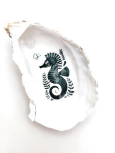 Huitre décorée Hippocampe Art