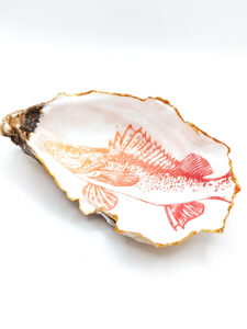 huitre décorée Poisson linogravure orange