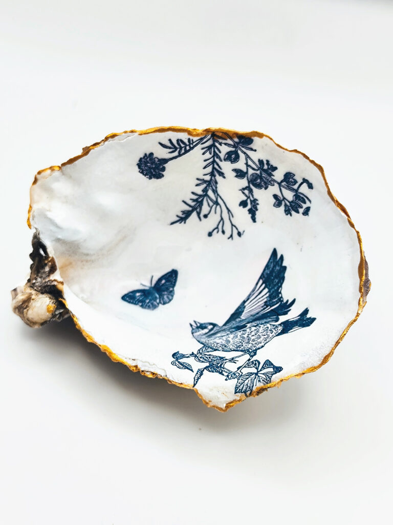 Huitres décorées : Motif toile de jouy